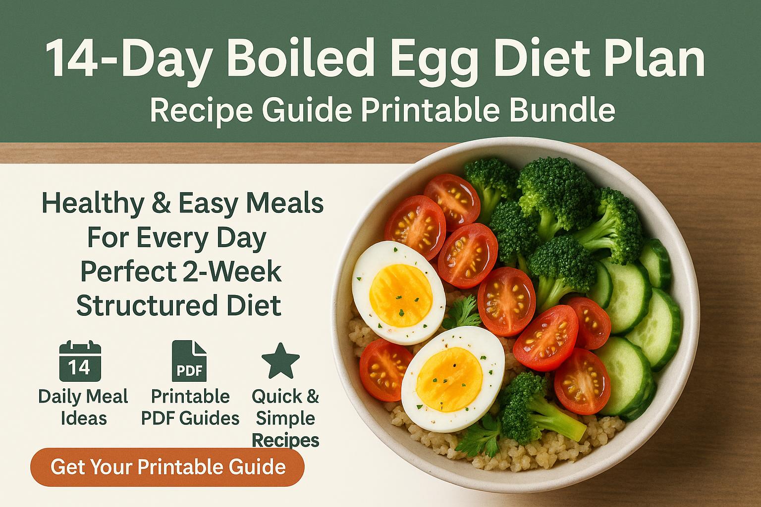 14-Day Boiled Egg Diet Plan Printable Recipe Bundle
