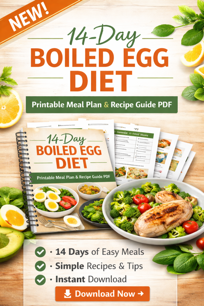 14-Day Boiled Egg Diet Plan + Recipe Guide | Printable Meal Planner, Grocery List, Recipe Cards, Weight Loss PDF Bundle