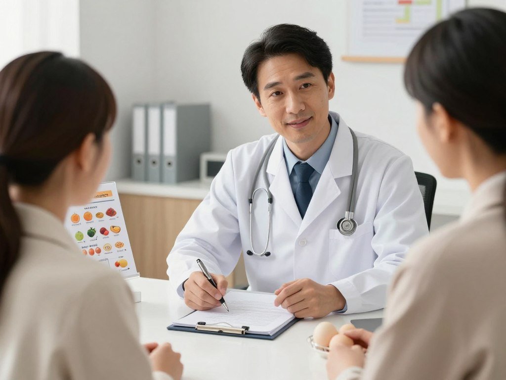 Doctor consulting with patient about egg diet meal plan to lose weight