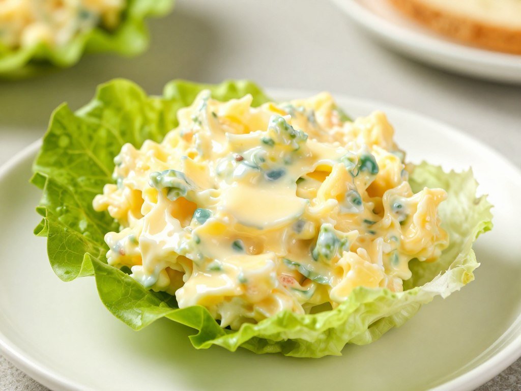 Egg salad in lettuce cups for clean desk eating