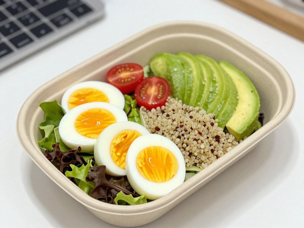 Executive power bowl with eggs and vegetables