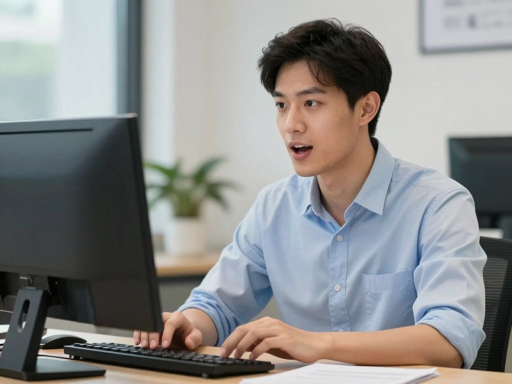 Professional looking focused and alert at work