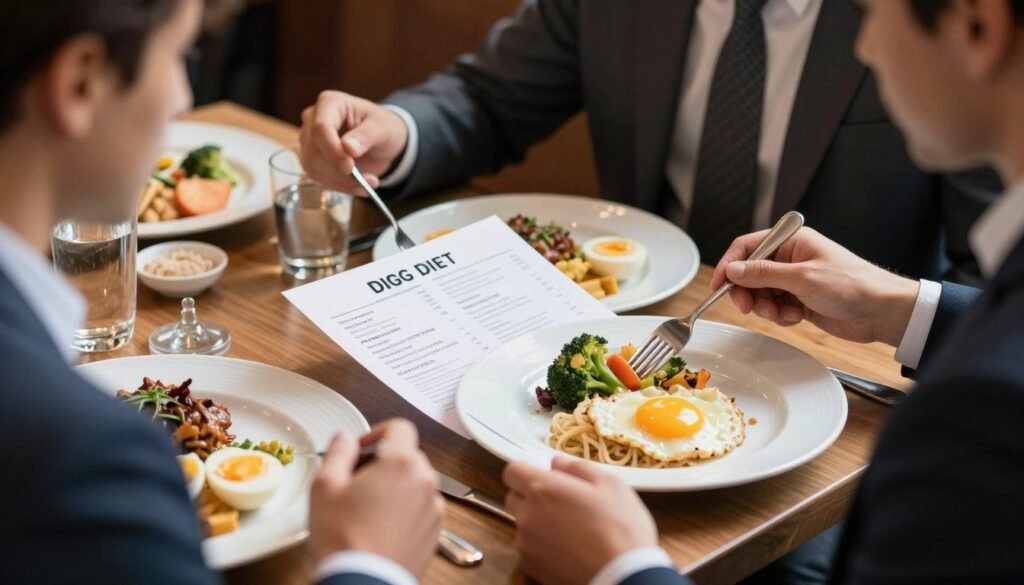 Professional navigating business dinner with egg diet choices