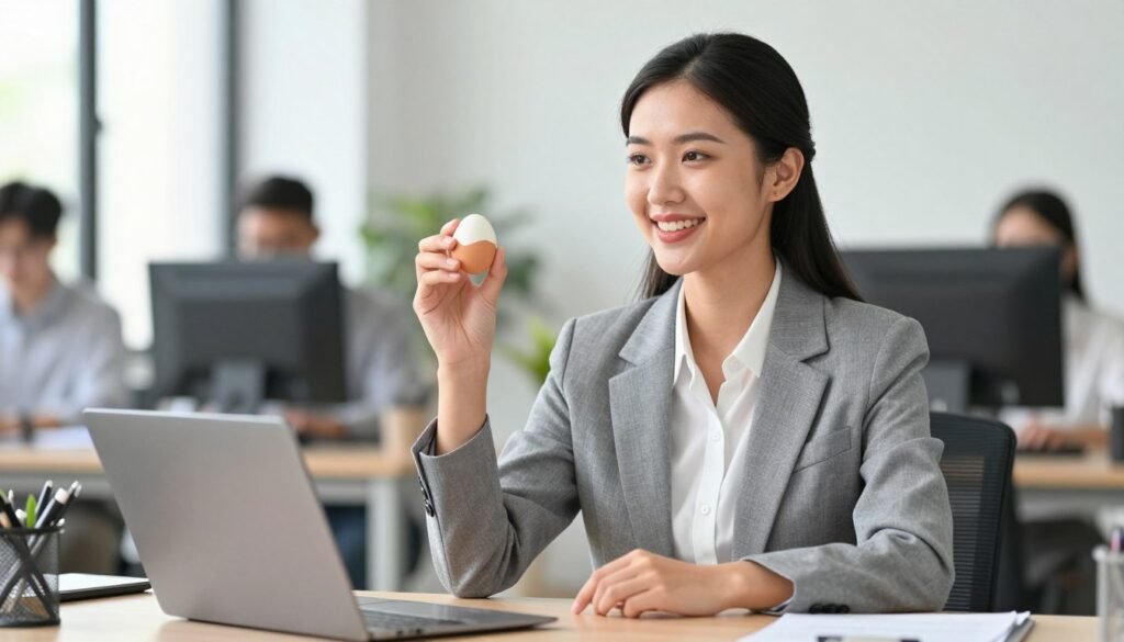 Successful professional thriving with egg diet nutrition plan