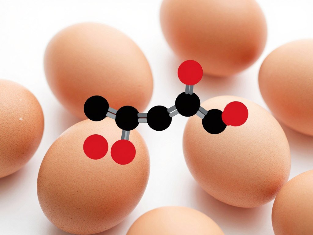 Eggs with cholesterol molecule illustration representing dietary concerns