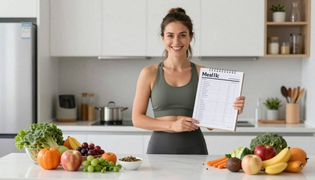 Person confidently starting their weight loss journey with healthy foods