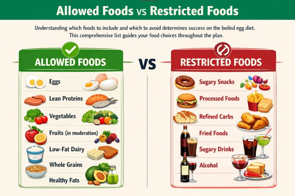 boiled egg diet allowed and restricted foods comparison