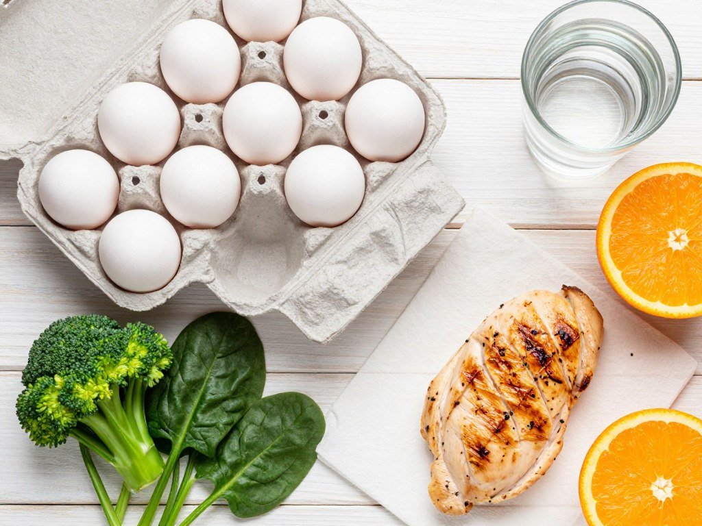 boiled egg diet food selection showing eggs and lean proteins