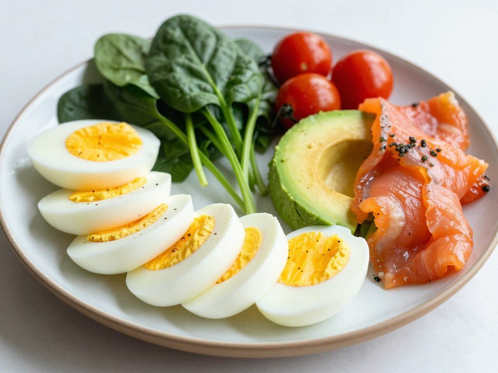 boiled egg diet recipes breakfast featuring eggs with avocado spinach and tomatoes