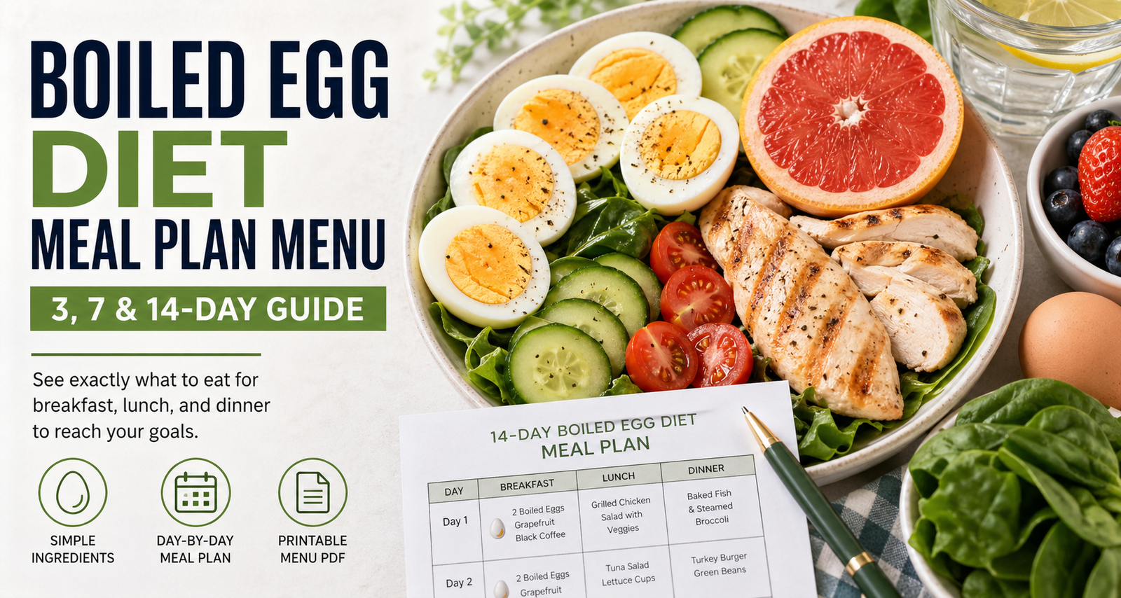 Boiled Egg Diet Meal Plan Menu: 3, 7 & 14-Day Guide – BoiledEggdiet.com