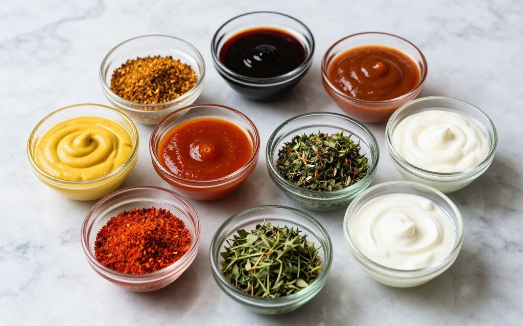 variety of sauces and seasonings for boiled egg diet recipes