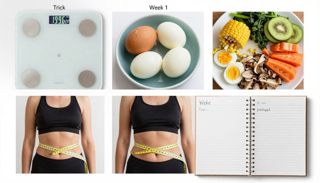 week one boiled egg diet results showing weight loss progress